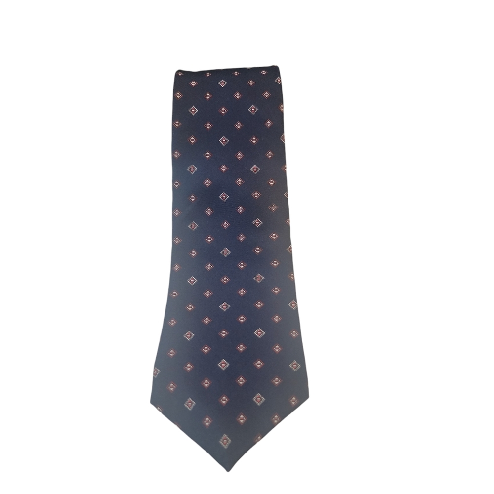 Vintage Hardy Amies London 100%Silk Blue Geometric Business Casual Mens‎ Tie